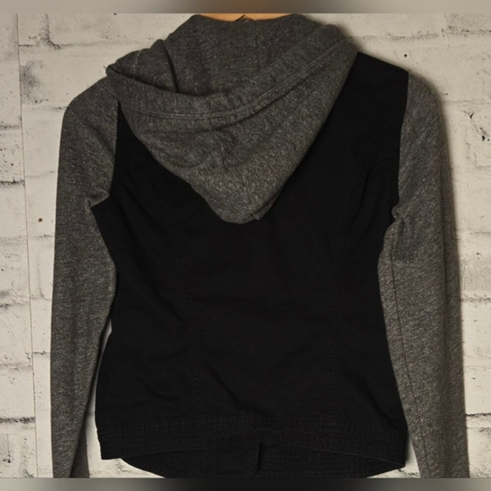Abercrombie & Fitch Women's Black Moto Jacket w/ Gray Hoodie Size S - Picture 5 of 12